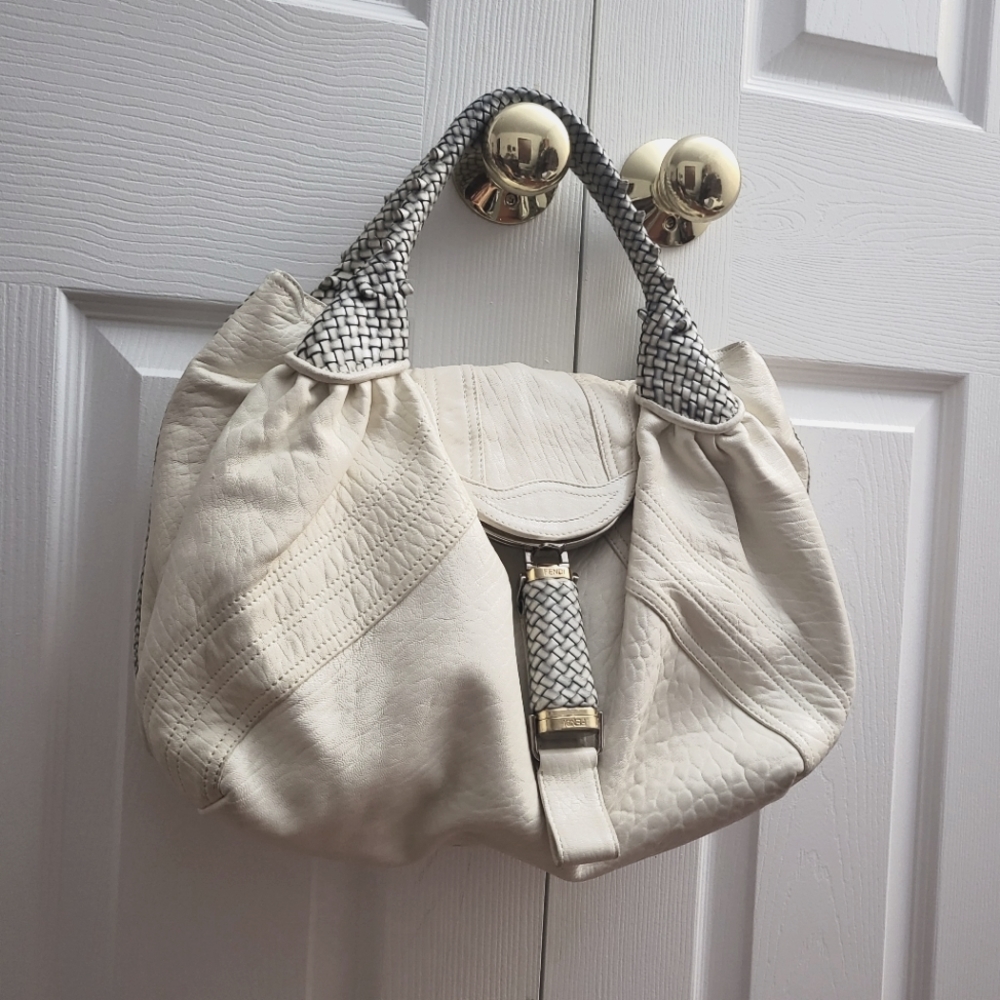 FENDI Spy Bag Leather Ivory Large Bag